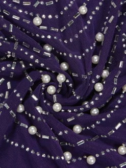 Feather Rhinestone Strapless Mini Dress