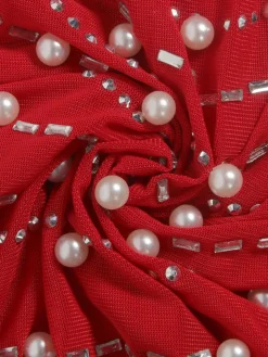 Feather Rhinestone Strapless Mini Dress