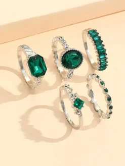 Five Piece Imitation Gem Rings Set