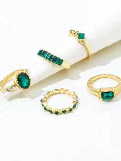 Five Piece Imitation Gem Rings Set