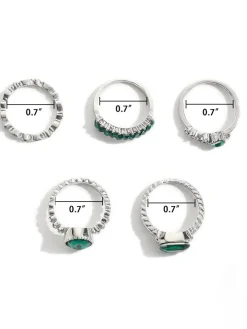 Five Piece Imitation Gem Rings Set