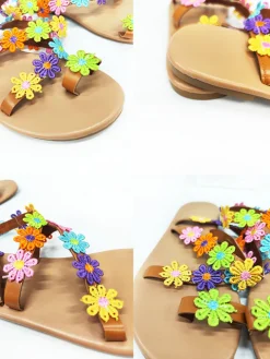 Floral Pattern Toe Ring Sandal