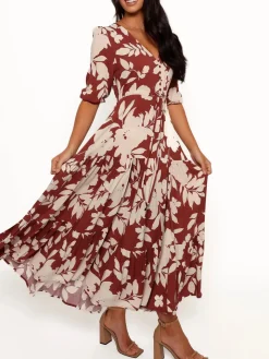 Floral Print A Line Flowy Dresses