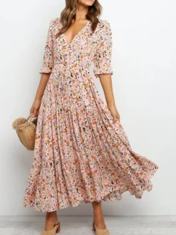 Floral Print A Line Flowy Dresses