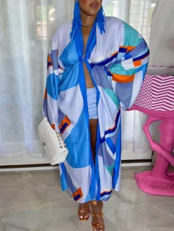 Floral Print Beach Cover-Up Cardigan