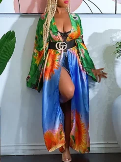 Floral Print Beach Cover-Up Cardigan