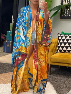 Floral Print Beach Cover-Up Cardigan