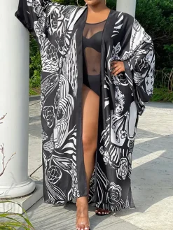 Floral Print Beach Cover-Up Cardigan