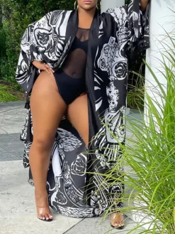 Floral Print Beach Cover-Up Cardigan