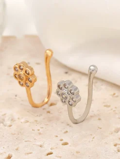 Flower Metal U-Shaped Nose Cuff