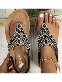 Folk-Custom Rhinestone Flip Flop