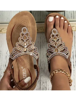 Folk-Custom Rhinestone Flip Flop