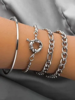 Four Piece Thick Chain Bracelets