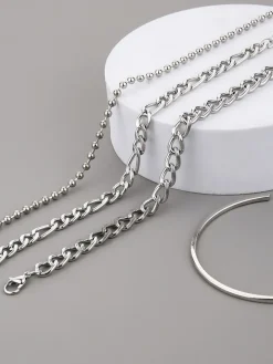 Four Piece Thick Chain Bracelets