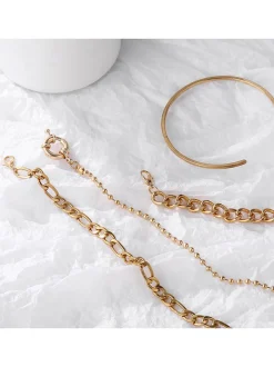 Four Piece Thick Chain Bracelets