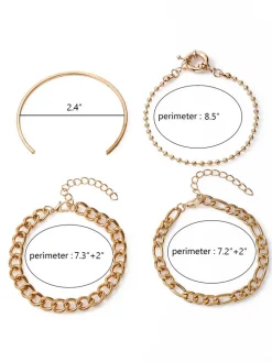 Four Piece Thick Chain Bracelets