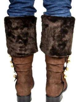 Fur Trim Buckles Bell Decor Santa Boots