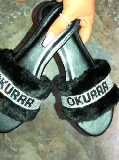 Fuzzy Letter Rhinestone Slides
