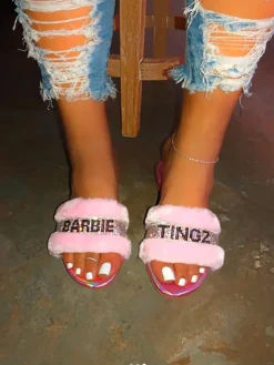 Fuzzy Letter Rhinestone Slides