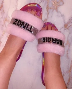 Fuzzy Letter Rhinestone Slides