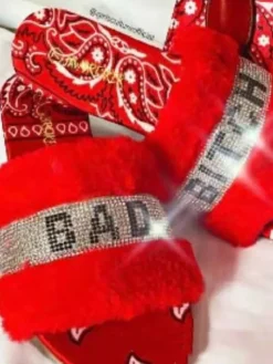 Fuzzy Letter Rhinestone Slides