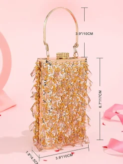 Glitter Beaded Cuboid Party Crossbody Bags
