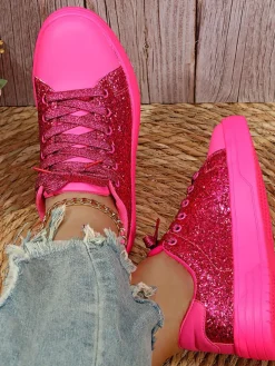 Glitter Lace-Up Sneakers