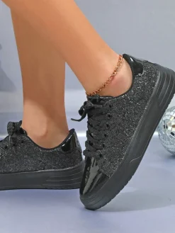 Glitter Lace-Up Sneakers