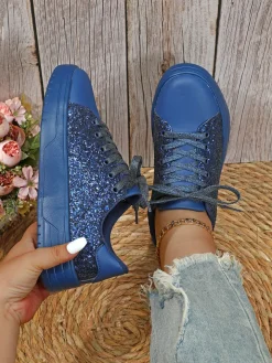 Glitter Lace-Up Sneakers