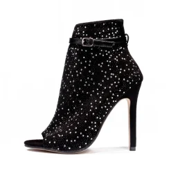 Glitter Rhinestone Cut-out High Heel