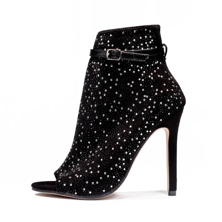 Glitter Rhinestone Cut-out High Heel
