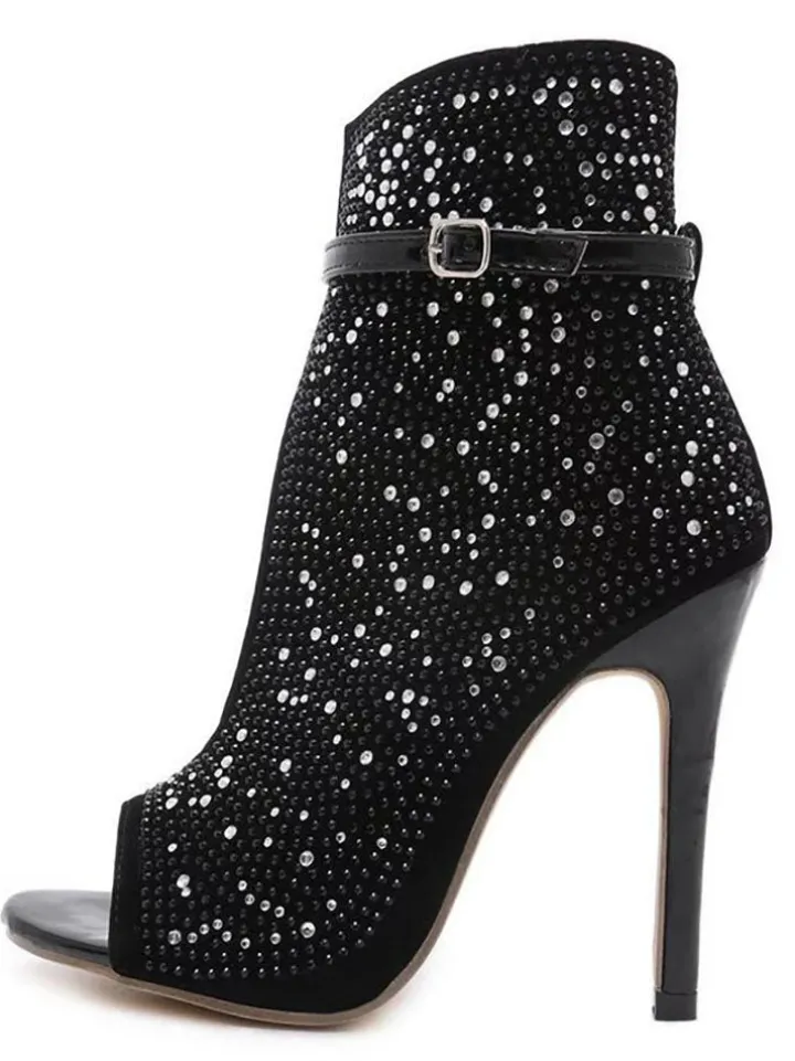 Glitter Rhinestone Cut-out High Heel