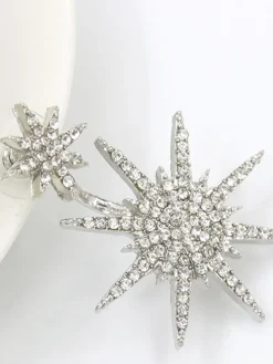 Glitter Rhinestone Snowflake Earrings