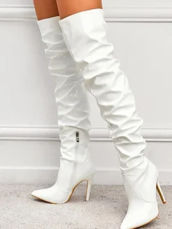 Glossy Leather Pointed Toe Stiletto Boots