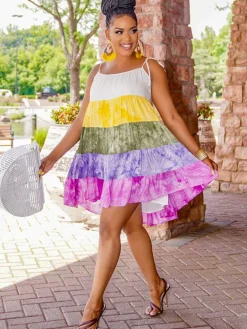 Gradient Print Multicolored Cami Mini Dress