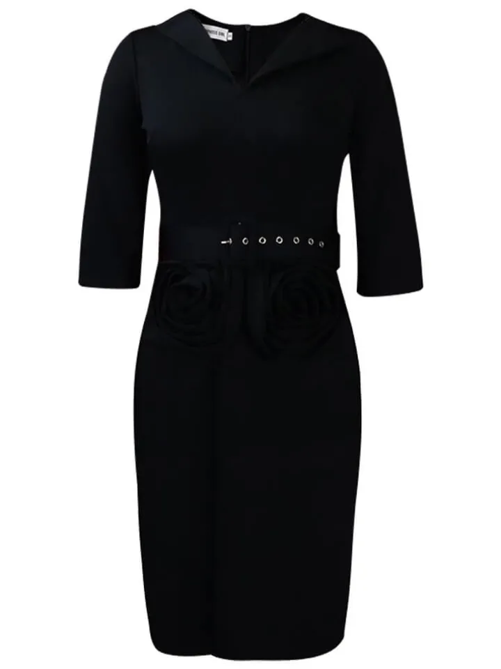 Half Sleeve Solid Color Bodycon Midi Dress