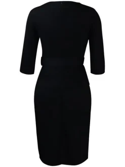 Half Sleeve Solid Color Bodycon Midi Dress