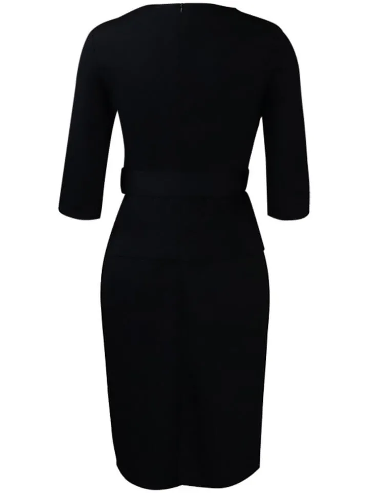 Half Sleeve Solid Color Bodycon Midi Dress