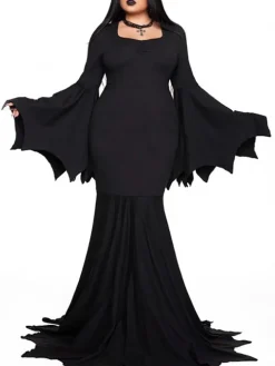 Halloween Costume Gothic Bat Wing Maxi Dress