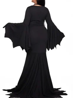 Halloween Costume Gothic Bat Wing Maxi Dress