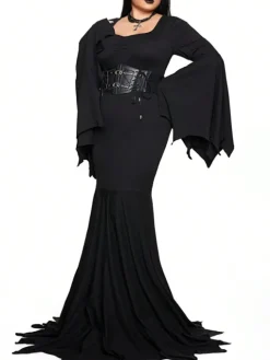 Halloween Costume Gothic Bat Wing Maxi Dress