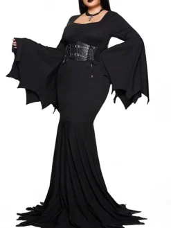 Halloween Costume Gothic Bat Wing Maxi Dress