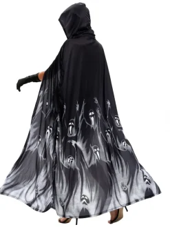 Halloween Costume Set Skeleton Cape Dress