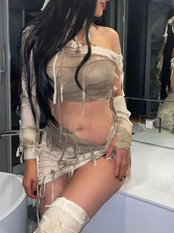 Halloween Fringe Crop Top Tie-Dye Set