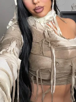 Halloween Fringe Crop Top Tie-Dye Set