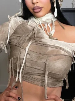 Halloween Fringe Crop Top Tie-Dye Set