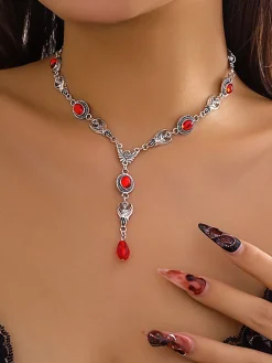 Halloween Gothic Devil Gemstone Necklace