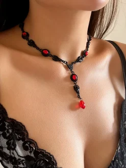 Halloween Gothic Devil Gemstone Necklace