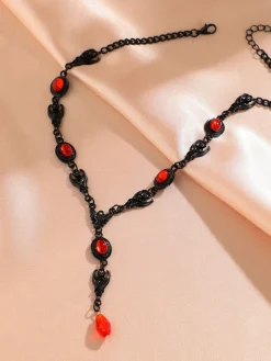 Halloween Gothic Devil Gemstone Necklace