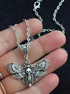Halloween Moth Skull Pendant Necklaces